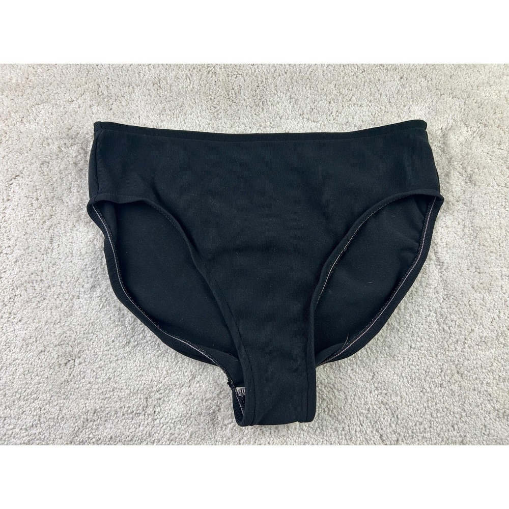 Black High Waist Bikini Bottom Womens Size Large Swim Retro Pin Up Modest Briefs